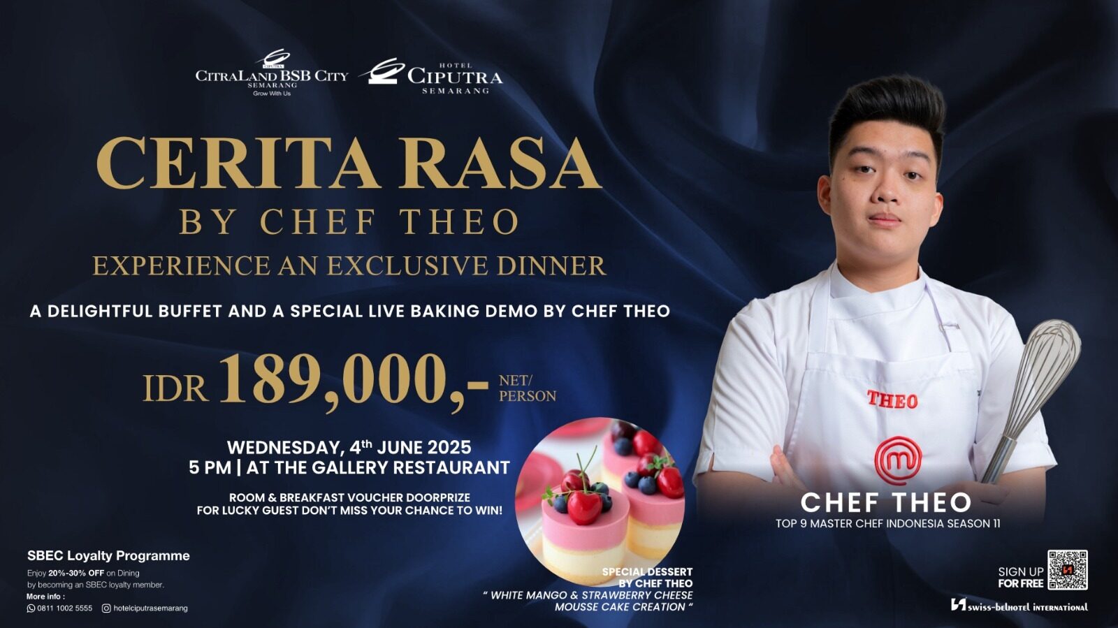 Hotel Ciputra Semarang Undang Chef Theo MasterChef untuk Sajikan "Cerita Rasa" di Meja Makan Anda!