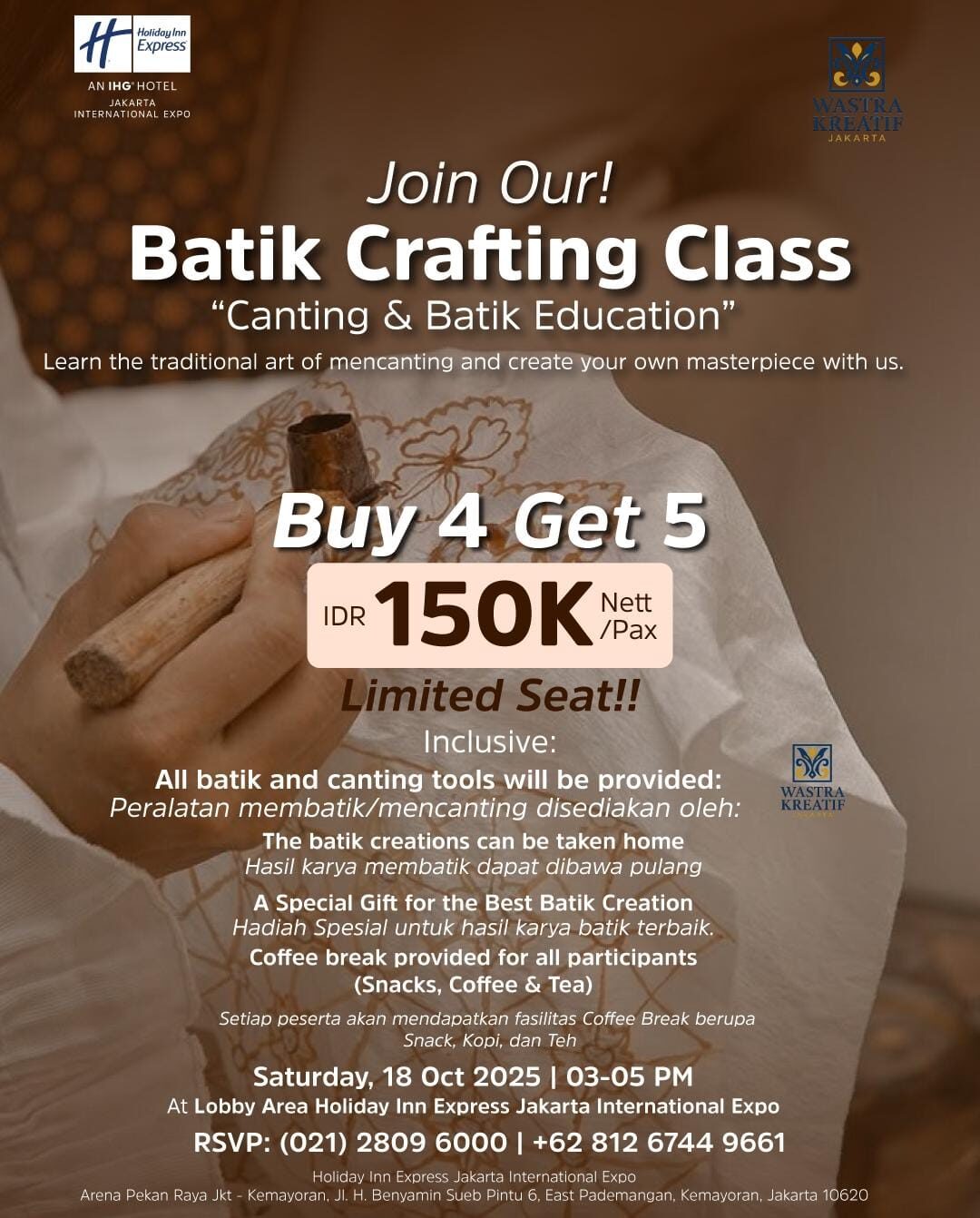 Dari Canting ke Kain, Ciptakan Karya Batikmu di Holiday Inn Express Jakarta International Expo