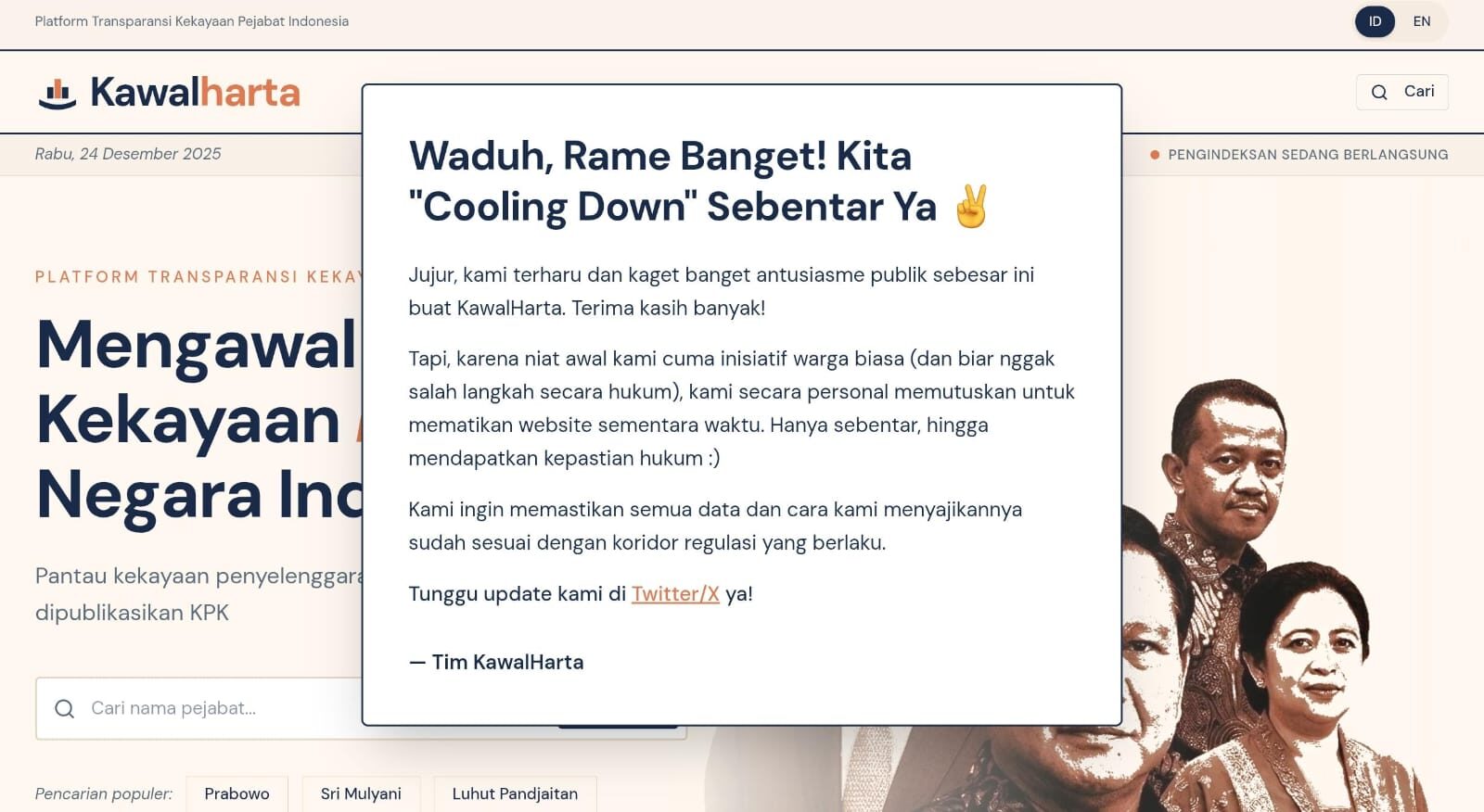 Transparansi di Ujung Jari: Kawal Harta Buka Data Kekayaan Pejabat, Kini "Cooling Down" Demi Kepastian Hukum