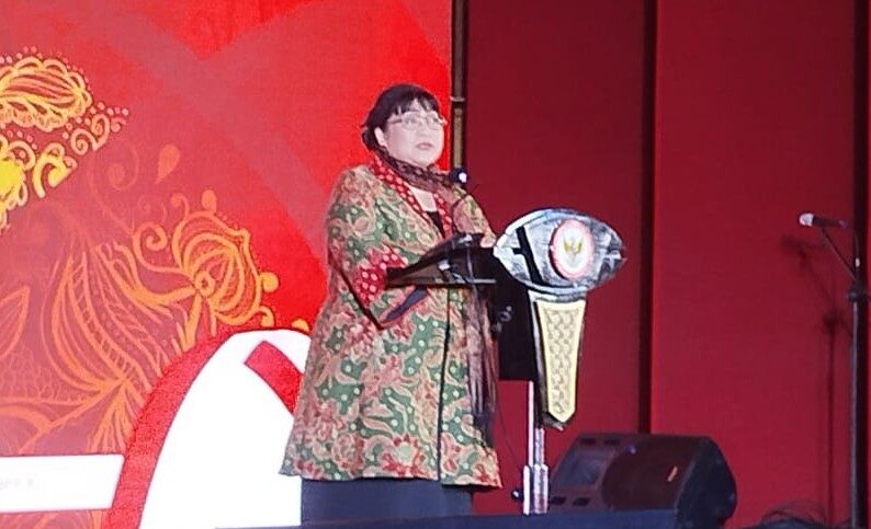 Wakil Kepala BPIP, Dr. Rima Agristina, S.H.,S.E.,M.M dalam Lokakarya Tematik bertajuk "Perempuan Menyapa, Perempuan Berdaya, Menuju Indonesia Emas 2045" di Auditorium Perpustakaan Nasional RI, Jakarta Pusat, Jumat (19/12/2025). (Foto: Urbanvibes/R Indriani)