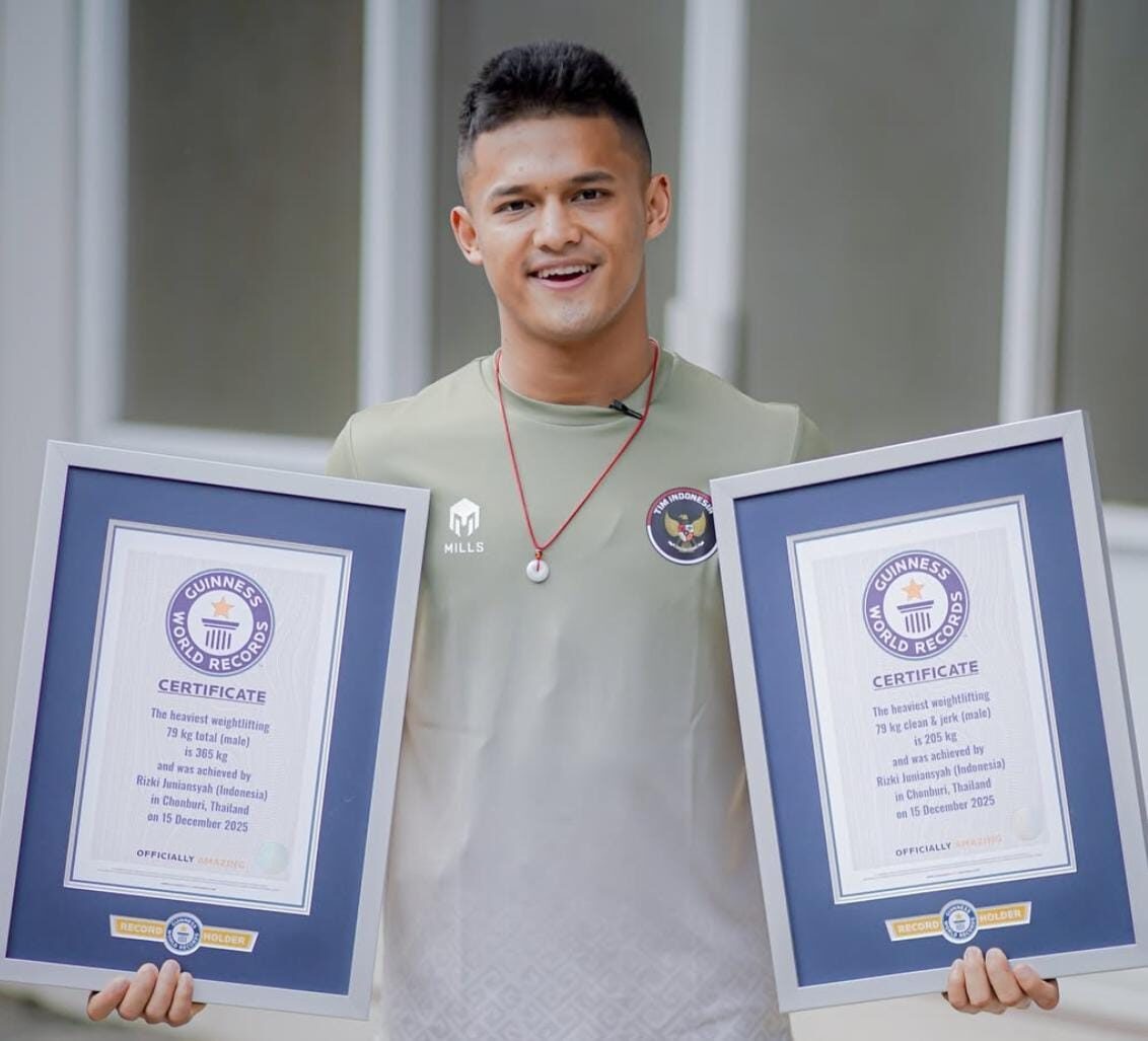 Rizki Juniansyah Masuk Guinness World Records, Lifter Muda Indonesia Cetak Dua Rekor Dunia