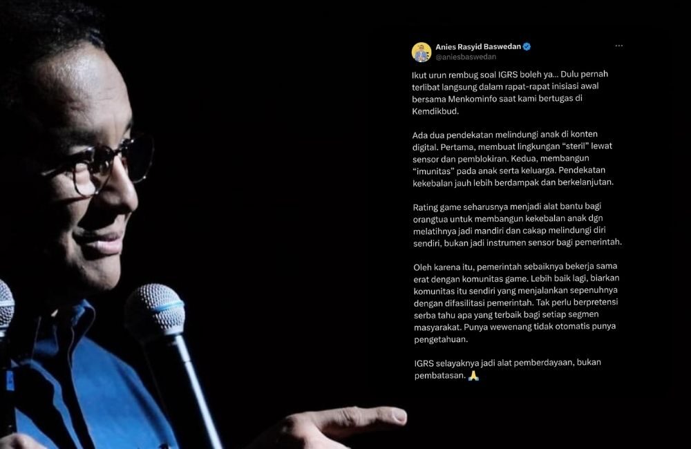 Anies Baswedan Buka Suara Soal IGRS: “Harusnya Jadi Alat Pemberdayaan, Bukan Pembatasan”