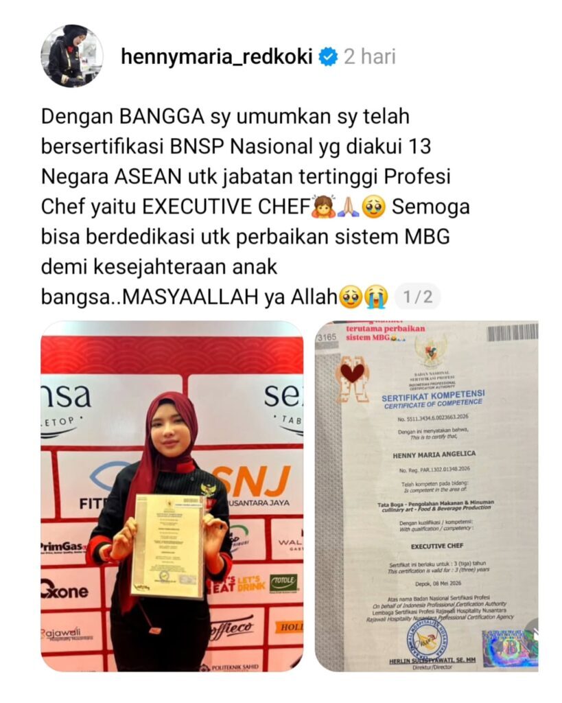 Henny Maria executive chef viral - sumber foto Threads/hennymaria_redkoki