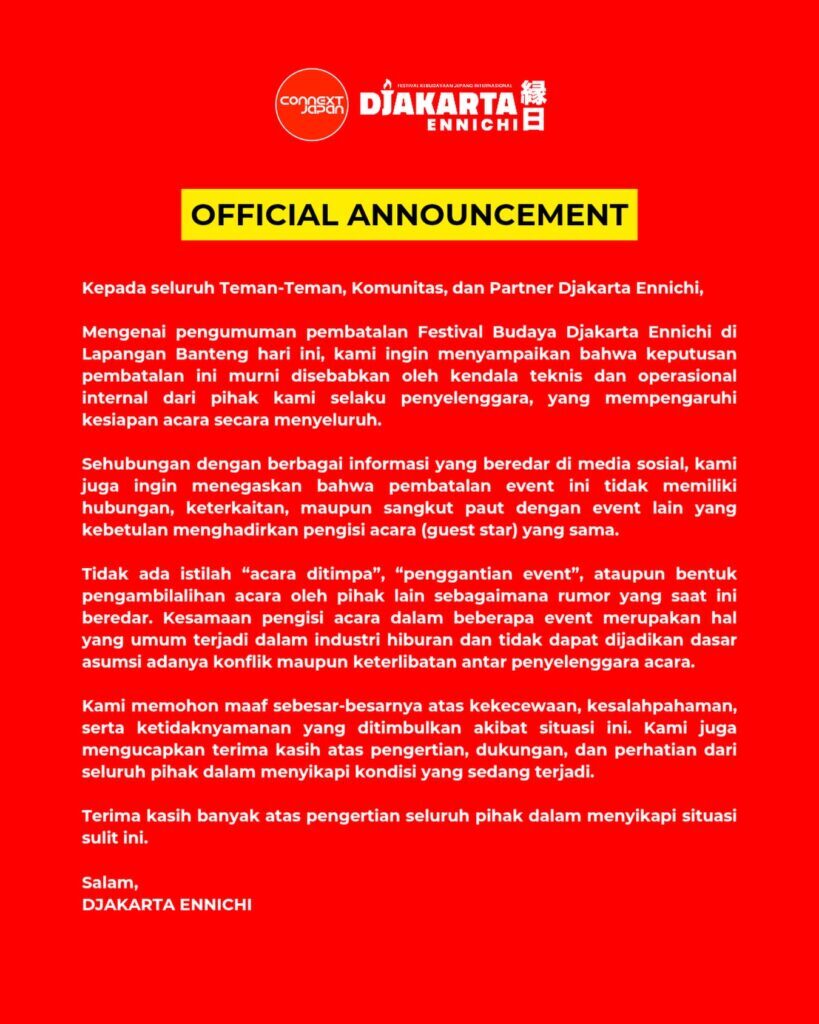 Djakarta Ennichi 2026 Batal Mendadak - sumber foto djakartaennichi