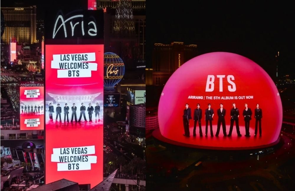 BTS Sulap Las Vegas Jadi Lautan Merah Lewat Proyek Spektakuler BTS The City Arirang