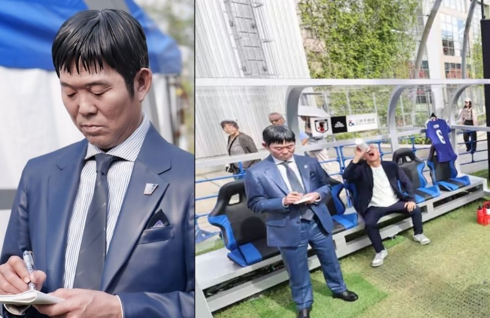 Patung Coach Jepang Hajime Moriyasu Bikin Heboh Shibuya, Netizen Sampai Bilang "Ini Orang Beneran?"