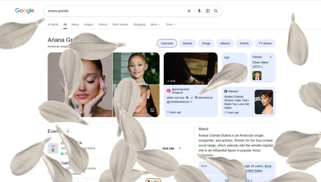 Google Easter Egg Ariana Grande album Petal - sumber foto Instagram/arianagrande