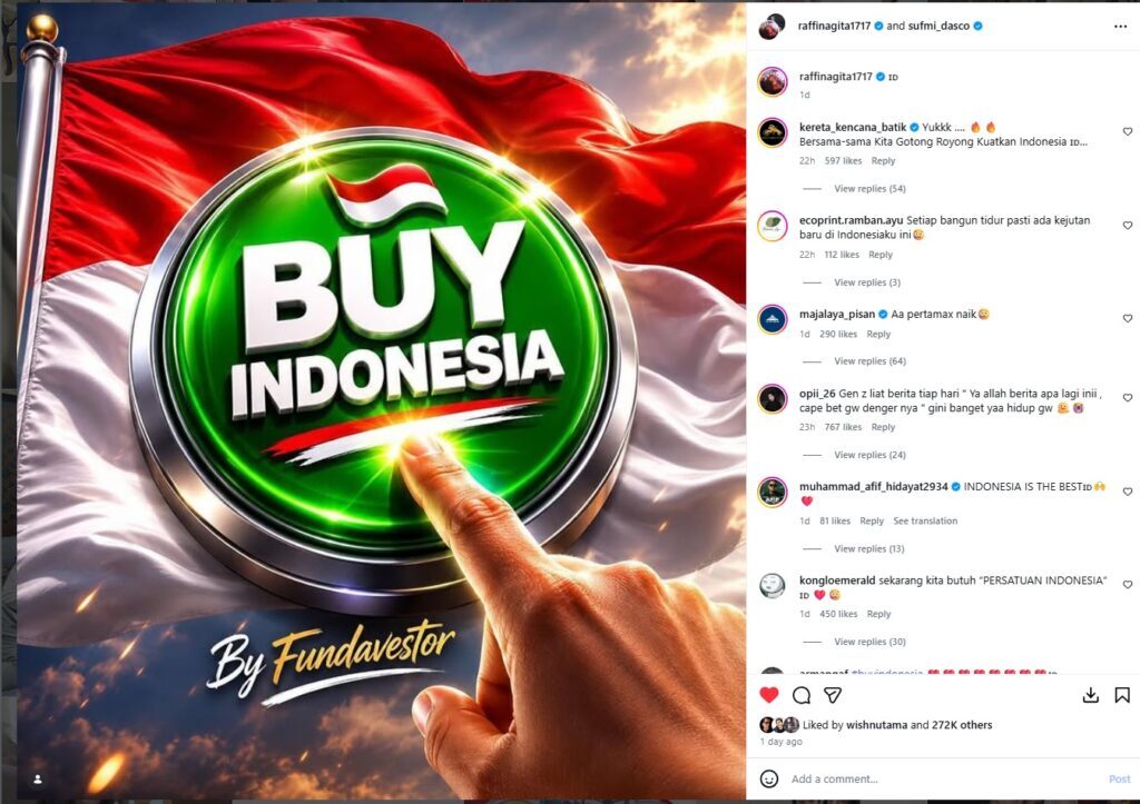 Buy Indonesia postingan raffinagita1717dansufmi_dasco - sumber foto instagram