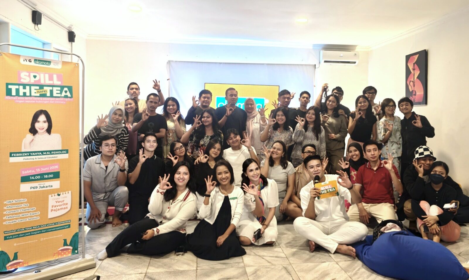 Okamoto menghadirkan sebuah inisiatif bertajuk Spill the (Safe) Tea, sebuah intimate gathering yang mengajak pasangan dewasa untuk mulai membuka percakapan yang lebih jujur, nyaman, dan bertanggung jawab mengenai hubungan serta keintiman. (Foto: Okamoto)