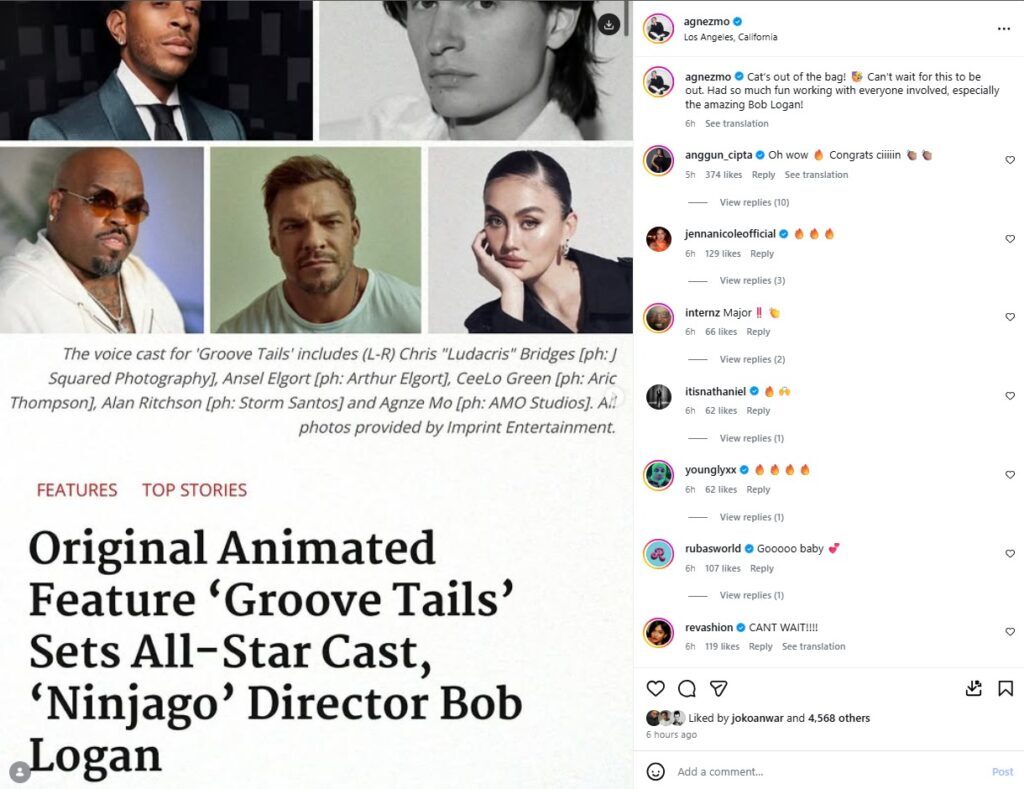 Agnez Mo Resmi Gabung Film Animasi Hollywood Groove Tails - sumber foto instagram/agnezmo