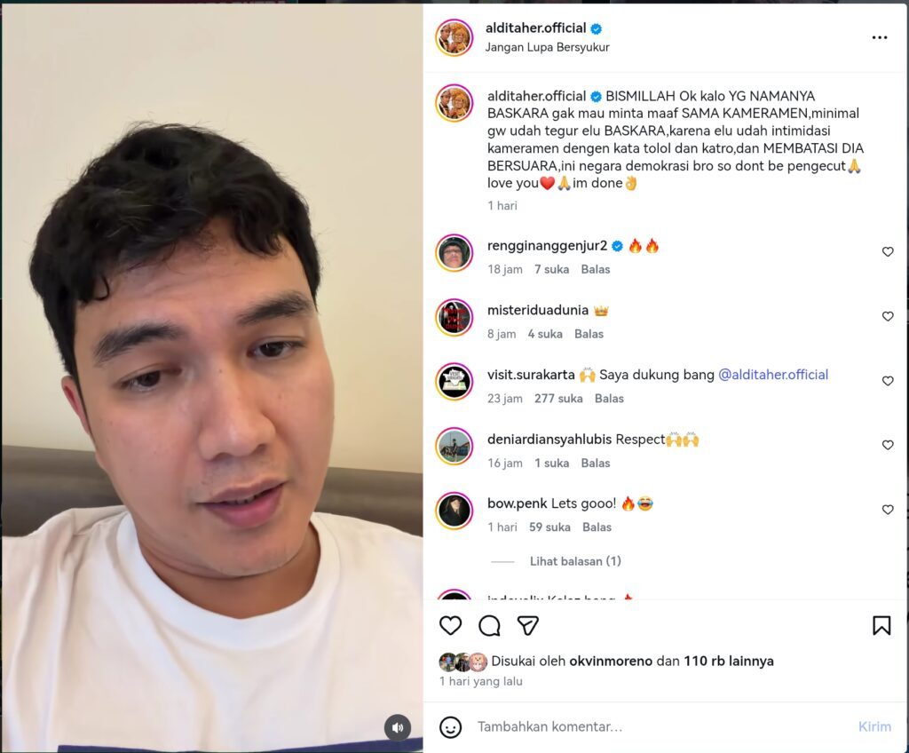 Aldi Taher Tantang Baskara Putra Debat Intelek - sumber foto alditaher_official