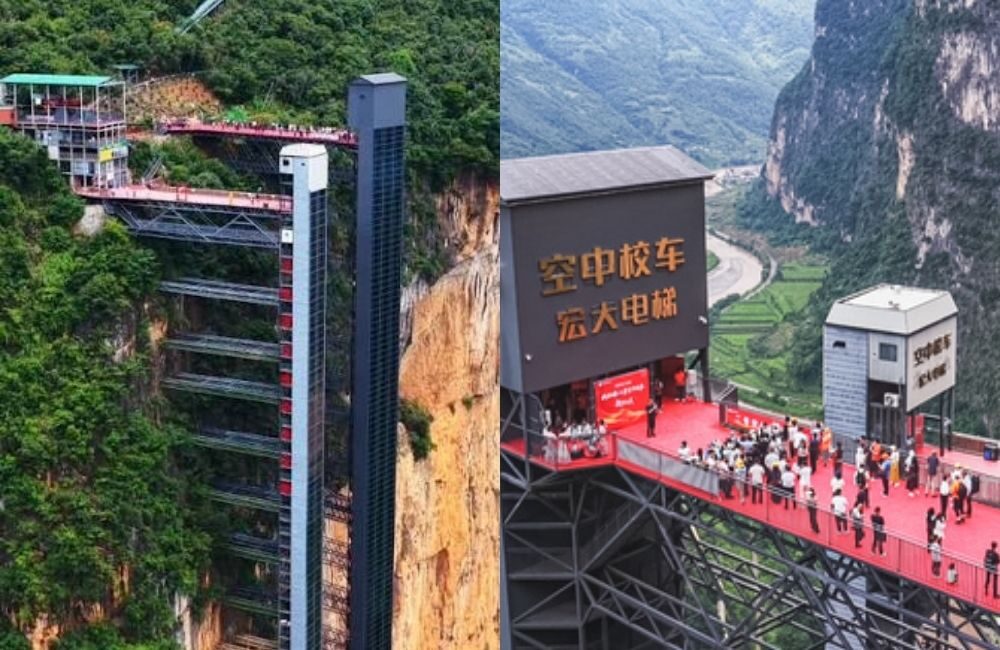 Begini Penampakan Lift Raksasa 268 Meter di China Yang Dijuluki Bus Sekolah Langit!