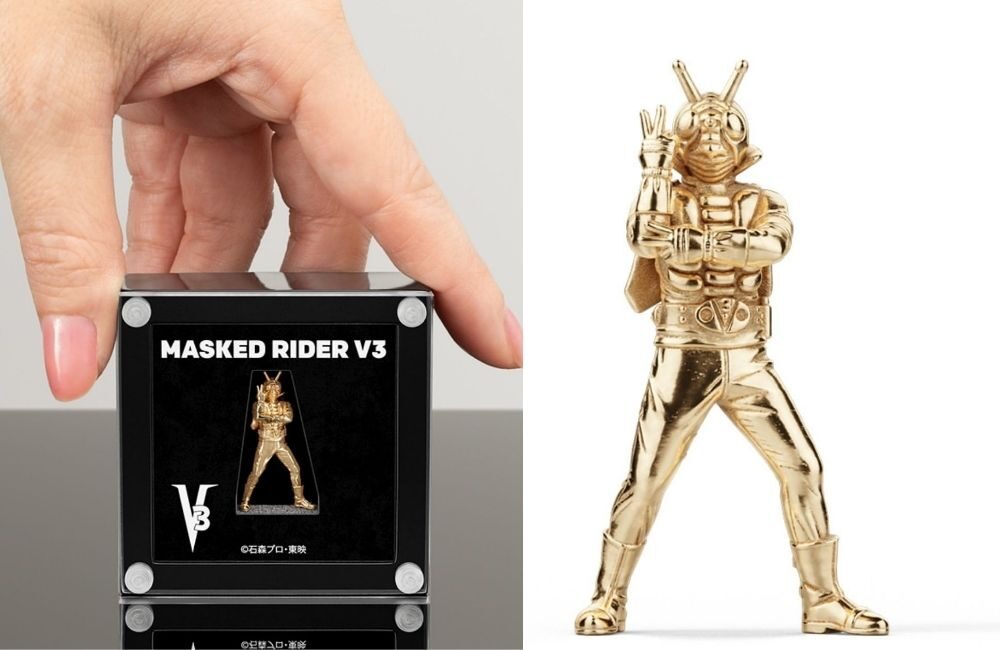 Cuma 100 di Dunia! Kamen Rider V3 Dibikin Patung Emas 18K Seukuran Kuku, Harganya Bikin Dompet Henshin!