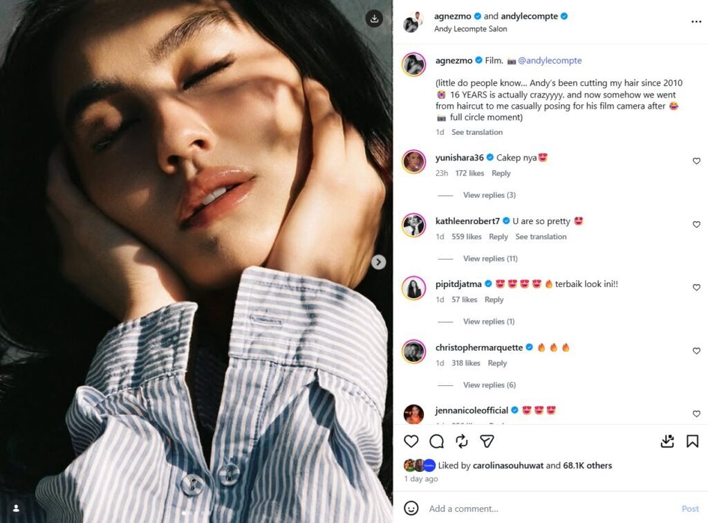 Angez Mo hair stylish - sumber foto instagram/AgnezMo