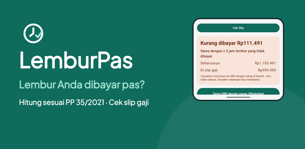 aplikasi LemburPas membantu menghitung lembur - sumber foto Isitmewa
