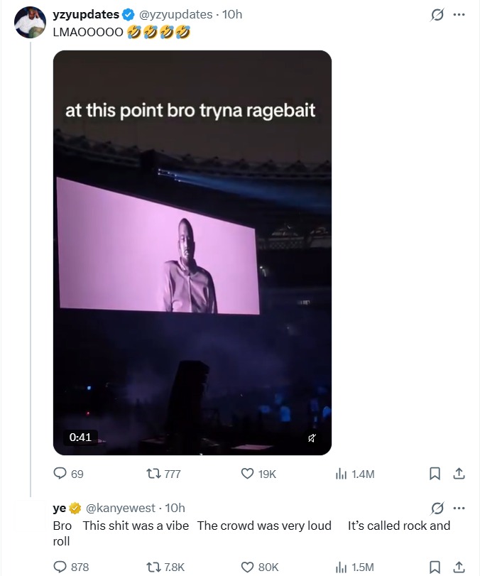 Kanye West balasan terhadap unggahan fans - sumber foto x Ye